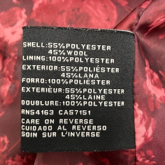 Guess‎ Los Angeles Fuzzy Pea Coat Wine Burgundy Size M - Picture 4 of 16